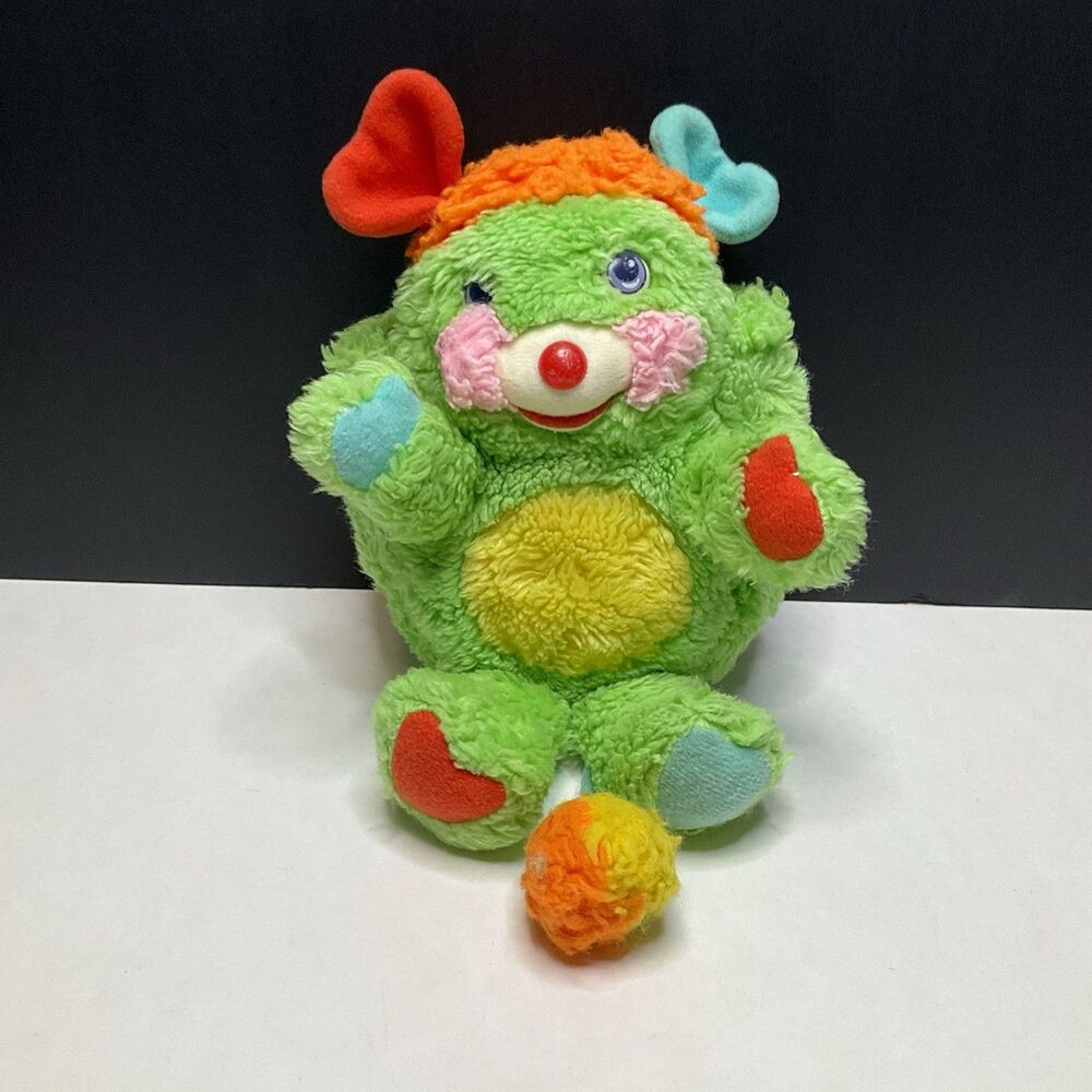 Vintage 1985 Popples Putter Plush Stuffed Doll Lime Green Orange Mattel RARE